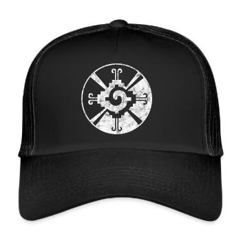 Hunab Ku, Mayan Symbol, Heart of the Galaxy, Indian - Trucker Cap - black/black - Front