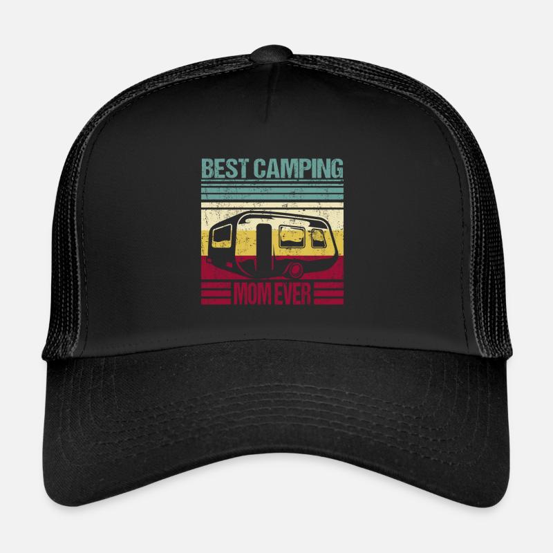 Camping beste Mama Wohnwagen Spruch - Trucker Cap - Schwarz/Schwarz