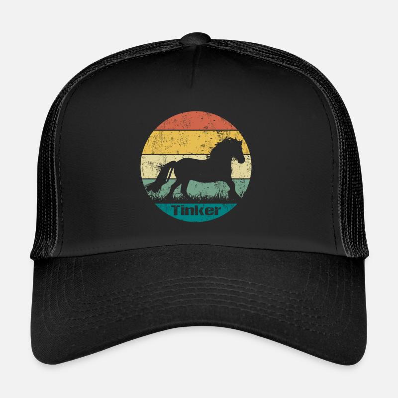 Tinker Pferd Vintage Retro - Trucker Cap - Schwarz/Schwarz
