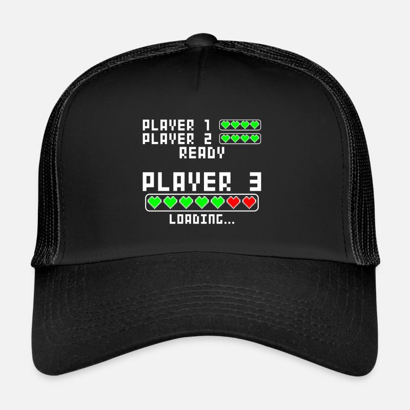 Schwangerschaft verkünden Baby Player 3 Loading - Trucker Cap - Schwarz/Schwarz