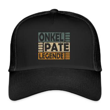 Onkel Pate Legende für Patenonkel - Trucker Cap - Schwarz/Schwarz - Vorne