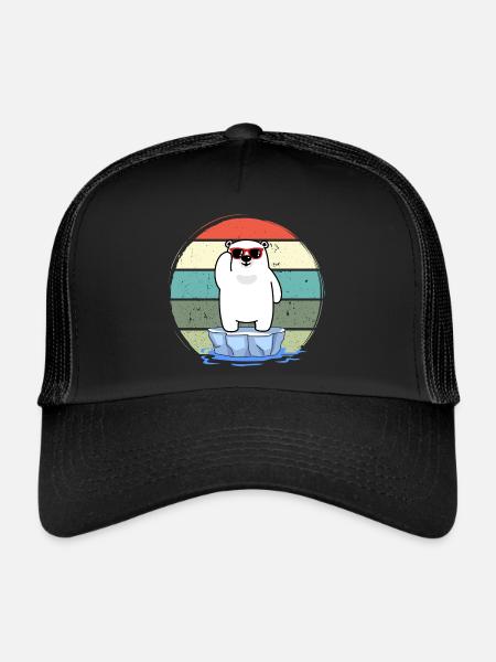 eisbader winterbader winterschwimmer eisbär retro - Casquette trucker  - noir/noir - Devant