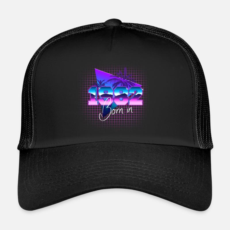 Retrowave Born in 1982 - Trucker Cap - Schwarz/Schwarz