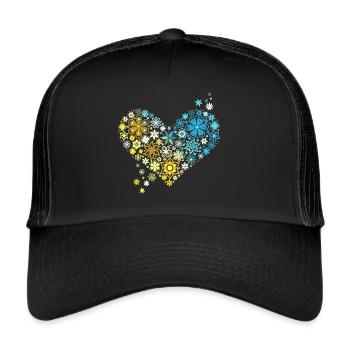 Ukraine Flowers Heart Peace Freedom Spring - Trucker Cap - black/black - Front