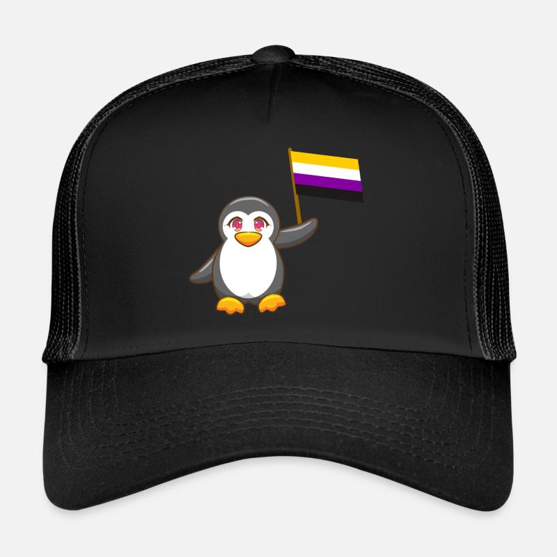Gay Pride Antarctica Animal Penguin Not Binary LGBT Trucker Cap