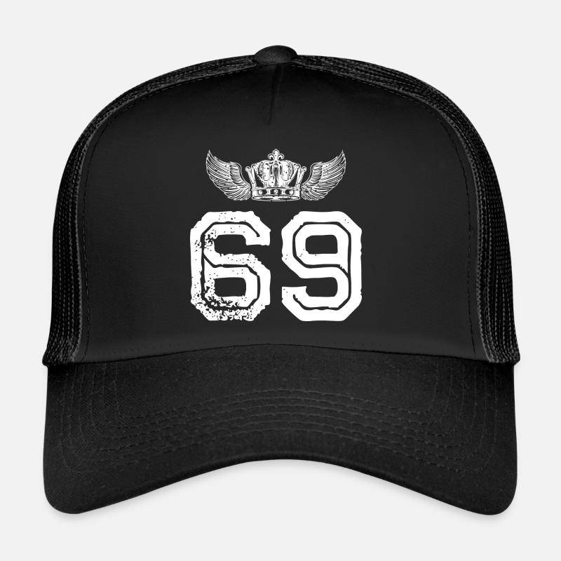 69 Zahl Krone - Trucker Cap - Schwarz/Schwarz