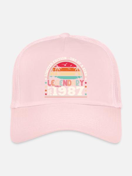 Légendaire Juillet 1987 35e anniversaire Cadeau Hommes - Casquette trucker  - rose pâle - Devant
