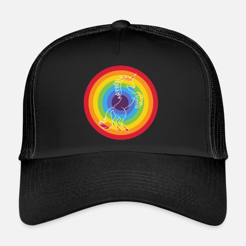 Rainbow circle with unicorn Trucker Cap