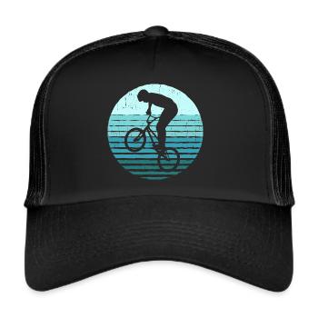 BMX Bicycle Motif Retro Freestyle BMX Kids Boy - Trucker Cap - black/black - Front