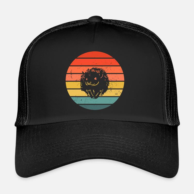 Hedgie Retro Sunset Hedgehog Trucker Cap