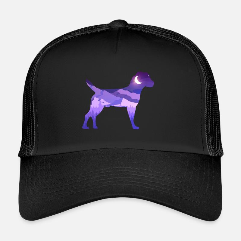 Heideterrier Mond Berge Silhouette Purple Vektor - Trucker Cap - Schwarz/Schwarz