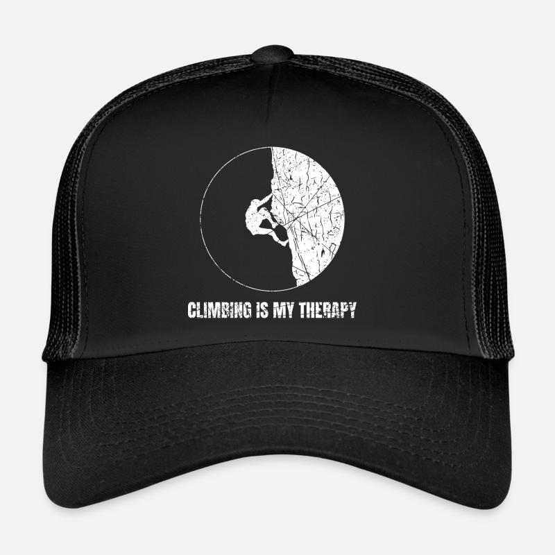 Climbing Is My Therapy Boulderer Kletterer - Trucker Cap - Schwarz/Schwarz