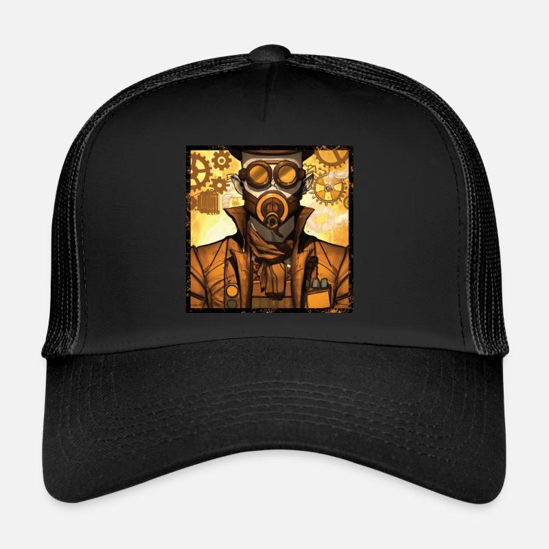 Steampunk mécanique industriel d’un zeppelin - Casquette trucker - noir/noir