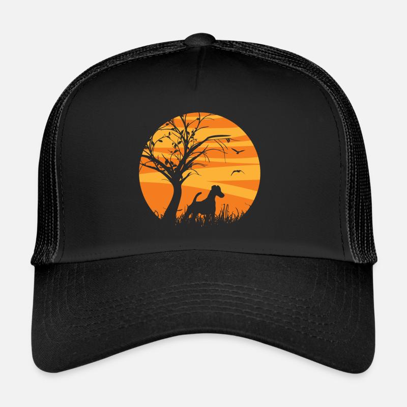 Smooth Fox Terrier Foxterrier Sonnenaufgang - Trucker Cap - Schwarz/Schwarz