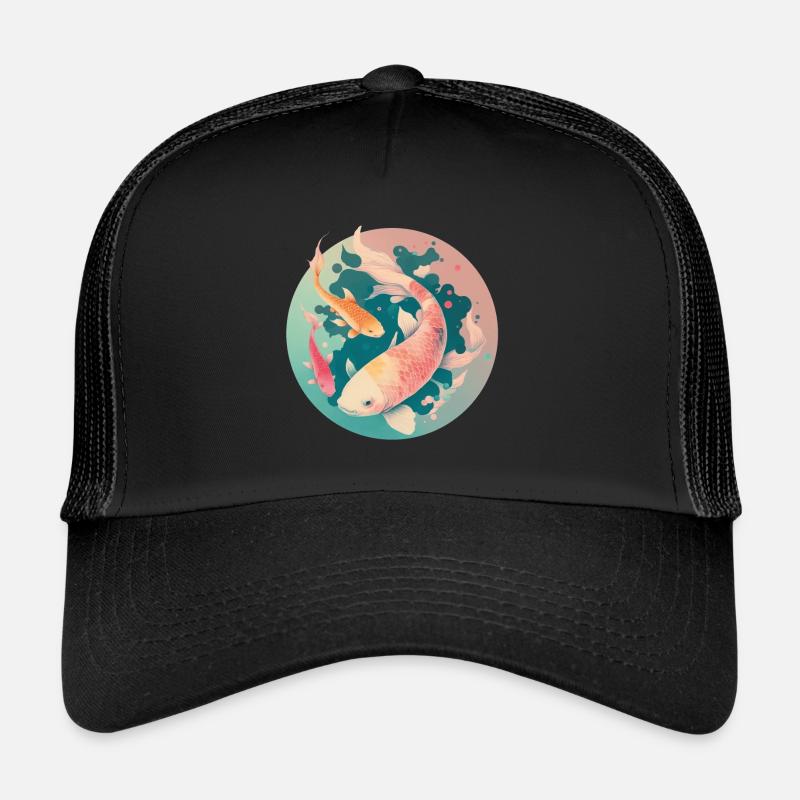 Carp koi - illustration - Trucker Cap - black/black