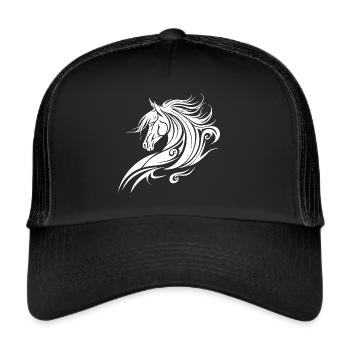 Cheval, Équitation, Style de tatouage tribal, Fan de nature animale - Casquette trucker  - noir/noir - Devant