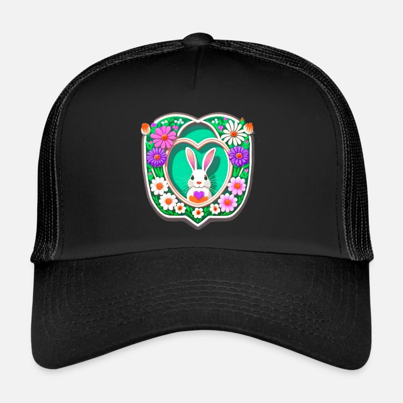 Lapin de Pâques Fleurs de lapin de Pâques Casquette trucker 