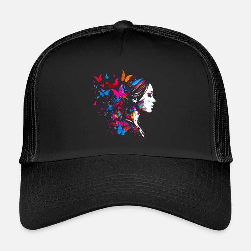 Psychedelic Artwork Butterflies - Open Mind Trucker Cap