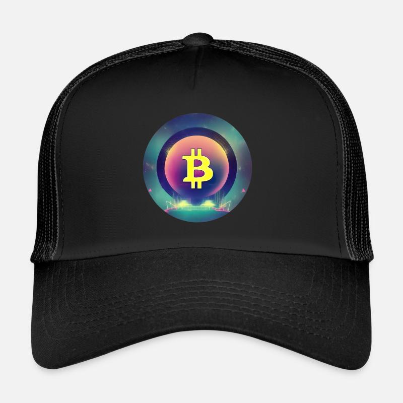 Bitcoin Logo im Synthetische Wave Stil Trucker Cap