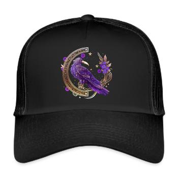 Mystical Crow, Wicca, Morrigan, Celtic, Raven - Trucker Cap - black/black - Front