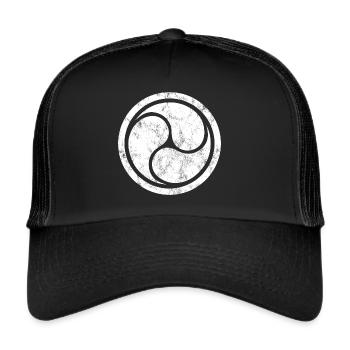 Triple Yin Yang, Tao, Zen Buddhism, Tibet, Japan - Trucker Cap - black/black - Front