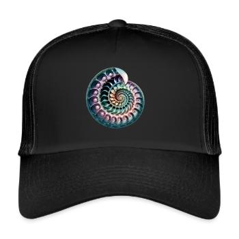 Fibonacci spiral, shell, golden ratio - Trucker Cap - black/black - Front