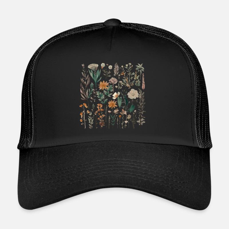 Beautiful Boho Flower Herbarium Bouquet Trucker Cap