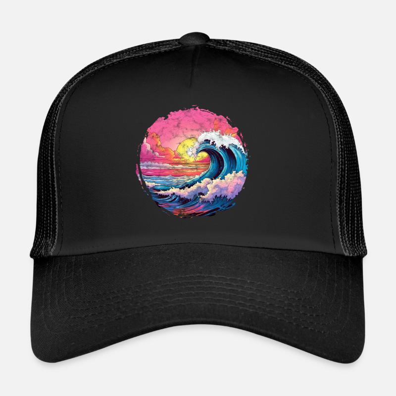 Sea, Wave, Sunset, Sun, Beach Summer Trucker Cap