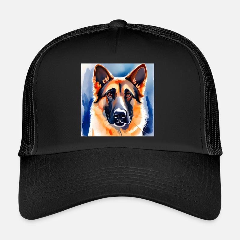 German Shepherd watercolour Portrait Trucker Cap