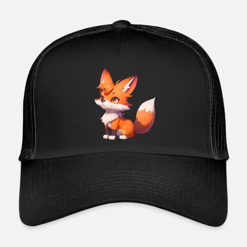 Entzückender Chibi Fuchs - Trucker Cap - Schwarz/Schwarz