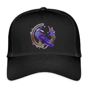 Mystic Crow, Wicca, Morrigan, Celtic, Bird - Trucker Cap - black/black - Front
