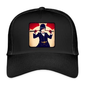 Cool girl in steampunk style - Trucker Cap - black/black - Front