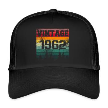 1962 Vintage 1962 Retro Geburtstagsgeschenk - Trucker Cap - Schwarz/Schwarz - Vorne