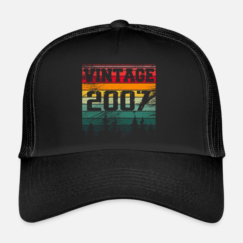 2007 Vintage Geburtstagsgeschenk 2007 Retro - Trucker Cap - Schwarz/Schwarz