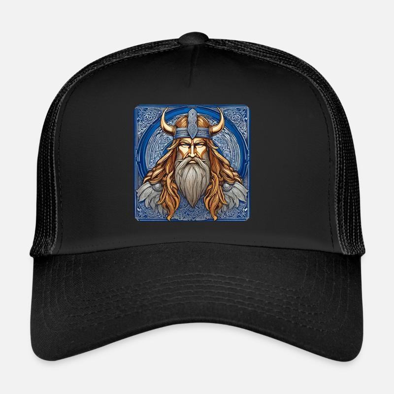 Stolzer Wikinger mit Hörner Helm Trucker Cap