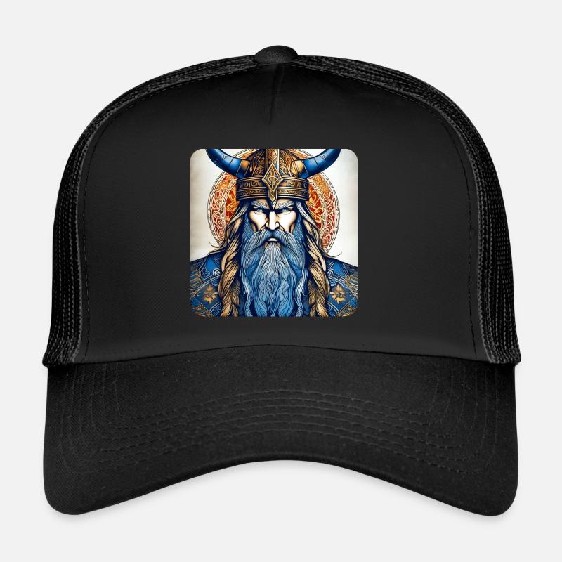 Fier Viking avec casque de cornes Casquette trucker 