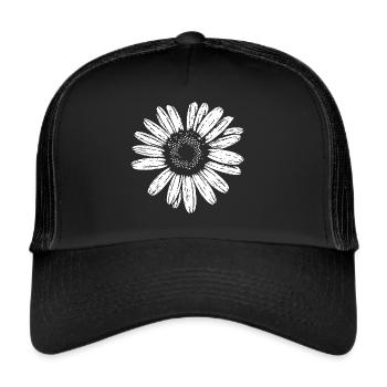 marguerite, fleur, printemps, été, jardin, - Casquette trucker  - noir/noir - Devant