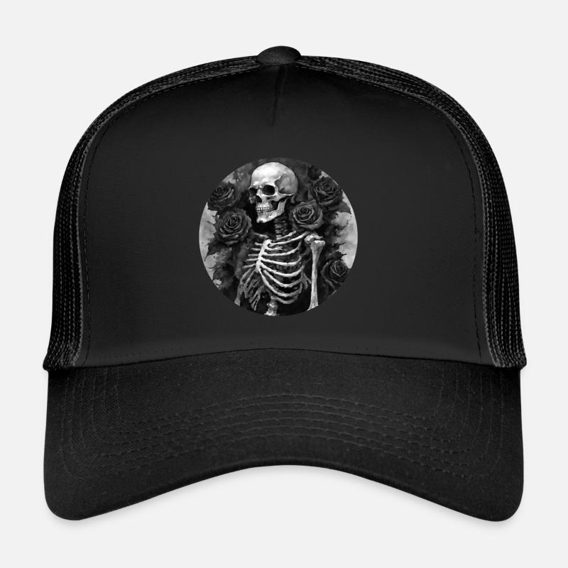 Squelette Goth noir et blanc Casquette trucker 