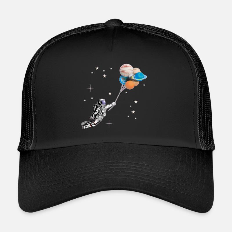 Astronaute avec des ballons en forme de planètes Casquette trucker 