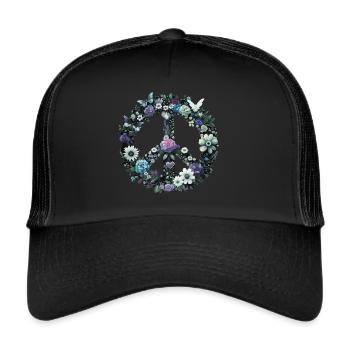 Peace Sign Flowers, Peace Symbol, Peace Sign - Trucker Cap - black/black - Front