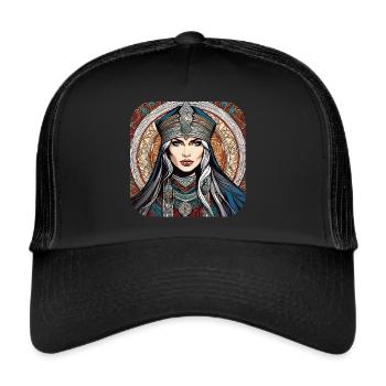 Mystische Fantasy Frau - Trucker Cap - Schwarz/Schwarz - Vorne