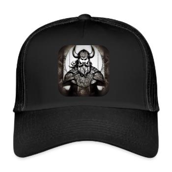 Stolzer Wikinger Krieger Germane - Trucker Cap - Schwarz/Schwarz - Vorne