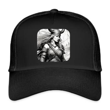 Stolze Wikingerin Germanin Schildmaid - Trucker Cap - Schwarz/Schwarz - Vorne