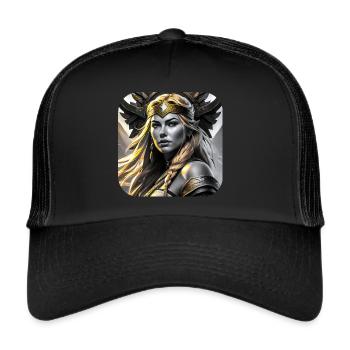 Stolze Wikingerin Germanin Schildmaid in Gold - Trucker Cap - Schwarz/Schwarz - Vorne