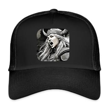 Stolze Wikingerin Germanin Schildmaid - Trucker Cap - Schwarz/Schwarz - Vorne