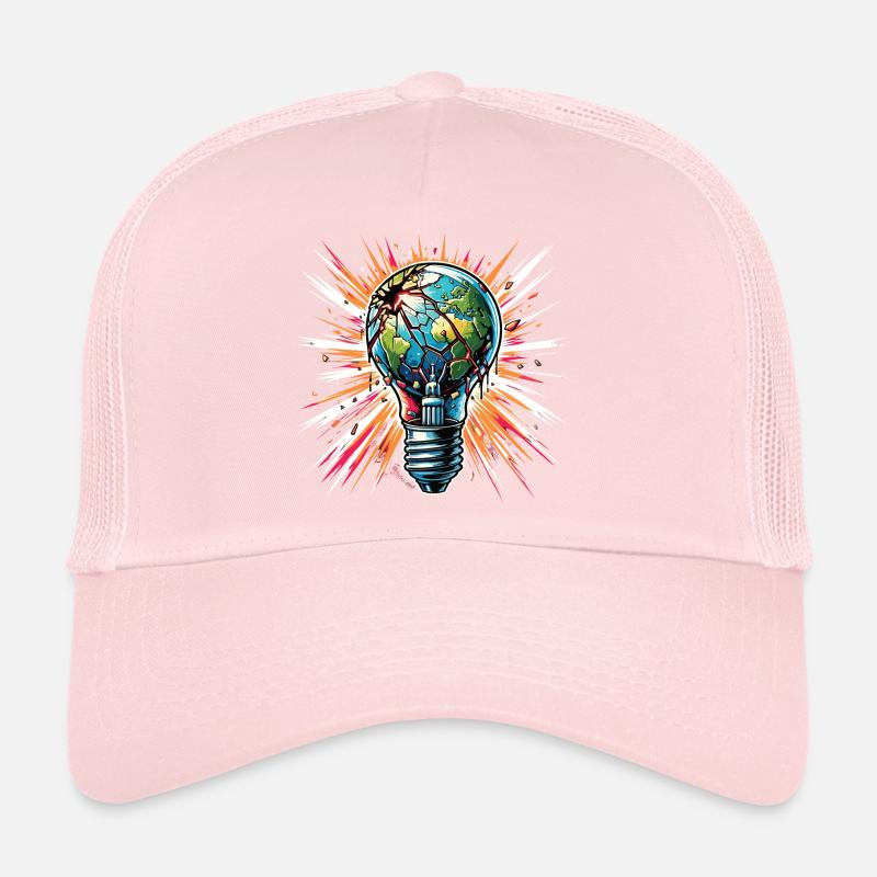 Global Warming Burning Earth in the Light Bulb Trucker Cap