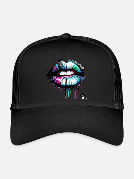 Lips Graffiti Style - Trucker Cap - black/black - Front