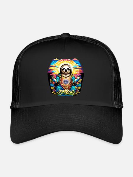 Believing Sloth - Trucker Cap - black/black - Front
