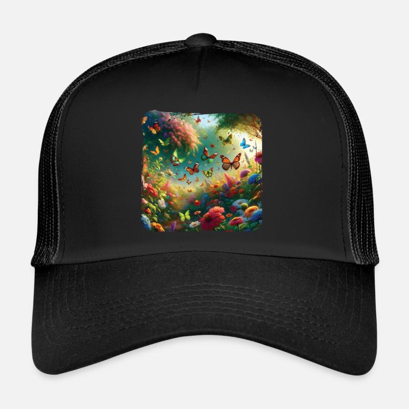 Lebendiges Gemälde Schmetterlinge Flora Fauna Trucker Cap
