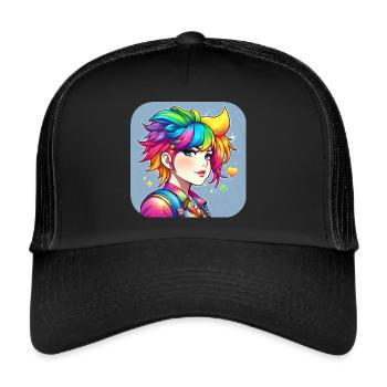 Naughty girl with rainbow hair - Trucker Cap - black/black - Front